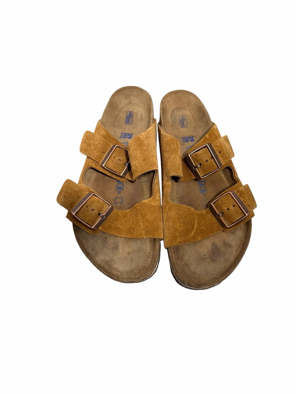 Birkenstock Arizona Soft Footbed Tan Suede Sandals - Picture 4 of 11